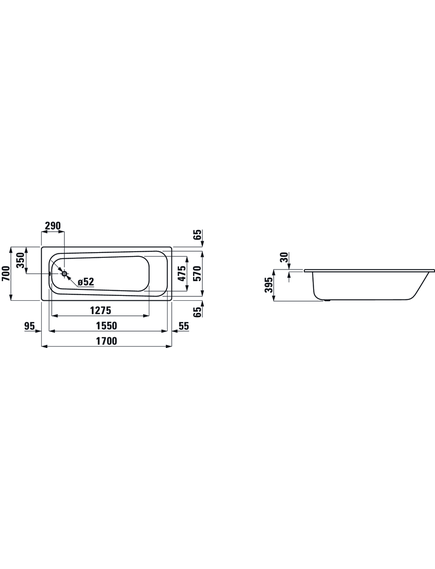 Купить Стальная ванна Laufen Pro 170x70 2.2495.0.600.040.1 с антискользящим покрытием (2.2495.0.600.040.1) по цене 37555.95 руб., в Санкт-Петебруге в интернет магазине 100-Систем, а также дургие товары LAUFEN из раздела Ванны стальные и Ванны