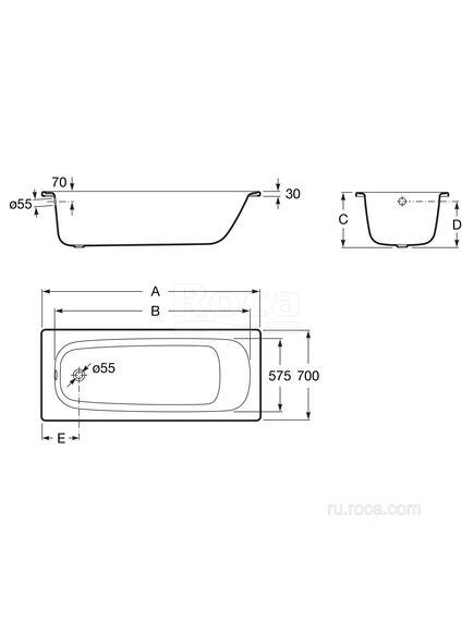 Купить Ванна Roca Contesa 150x70 2,4мм 23606000O (23606000o) по цене 18912.27 руб., в Санкт-Петебруге в интернет магазине 100-Систем, а также дургие товары ROCA из раздела Ванны стальные и Ванны