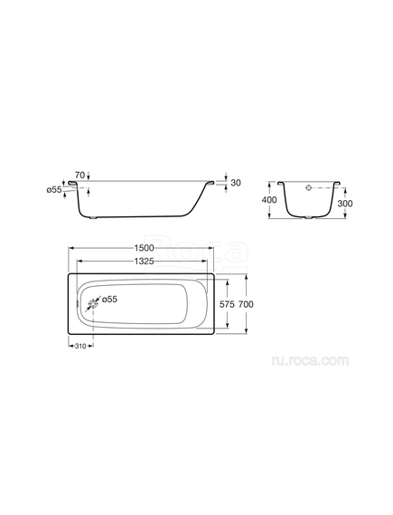 Купить Ванна Roca Contesa Plus 150x70 3,5мм, anti-slip 222455000 (222455000) по цене 41525.77 руб., в Санкт-Петебруге в интернет магазине 100-Систем, а также дургие товары ROCA из раздела Ванны стальные и Ванны