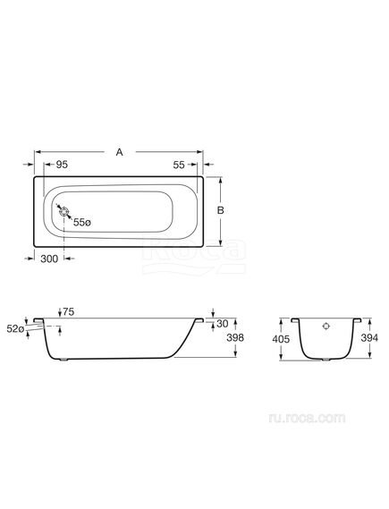 Купить Ванна Roca Contesa Plus 170x70 3,5мм, anti-slip 237760000 (237760000) по цене 40416.32 руб., в Санкт-Петебруге в интернет магазине 100-Систем, а также дургие товары ROCA из раздела Ванны стальные и Ванны