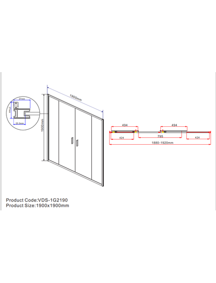 Купить Душевая дверь Garda VDS-1G2190CL, 1900, хром, стекло прозрачное, , шт (vds-1g2190cl) по цене 37553.5 руб., в Санкт-Петебруге в интернет магазине 100-Систем, а также дургие товары Vincea из раздела Душевые двери и Душевые двери, перегородки