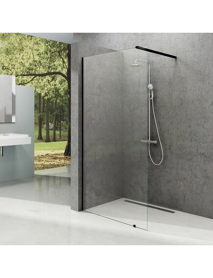 Купить Душевая перегородка 90х200 см Ravak Walk-In Wall GW9W70300Z1, transparent, черный (gw9w70300z1) по цене 43450 руб., в Санкт-Петебруге в интернет магазине 100-Систем, а также дургие товары RAVAK из раздела Душевые перегородки и Душевые двери, перегородки