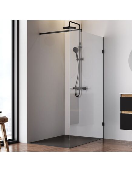 Купить W94WI-120-F1-BTE Душевая перегородка X-Joy 120x195, стекло прозр. 6 мм + покрытие, фурнитура черный (w94wi-120-f1-bte) по цене 16989.75 руб., в Санкт-Петебруге в интернет магазине 100-Систем, а также дургие товары AM.PM из раздела Душевые перегородки и Душевые двери, перегородки