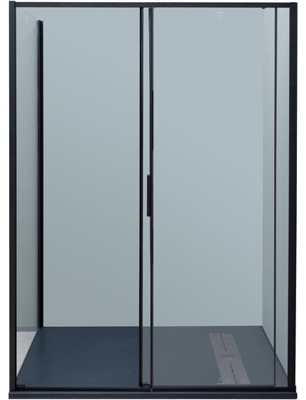 Купить Боковая стенка Aquanet Pleasure Evo 800 AE65-F80-BT профиль черный, прозрачное стекло (ae65-f80-bt) по цене 12640 руб., в Санкт-Петебруге в интернет магазине 100-Систем, а также дургие товары AQUANET из раздела Душевые перегородки и Душевые двери, перегородки