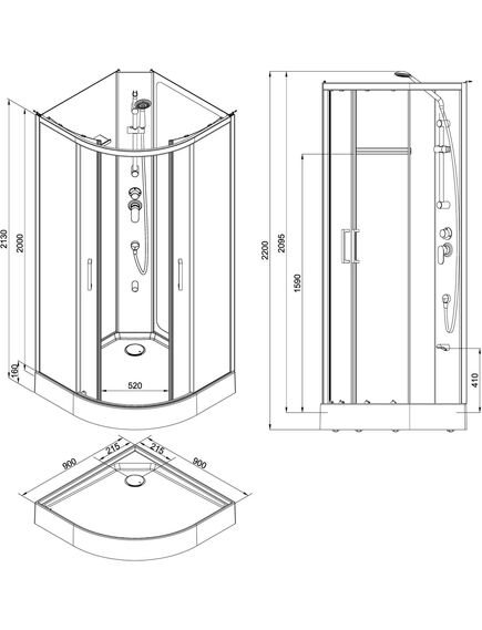 Купить Душевая кабина Aquanet Passion R 2.0 90x90, прозрачное стекло (00263868) по цене 66410 руб., в Санкт-Петебруге в интернет магазине 100-Систем, а также дургие товары AQUANET из раздела Душевые кабины и Душевые кабины и ограждения