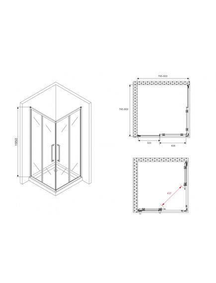 Купить Душевой уголок ABBER Schwarzer Diamant AG02080BDTH (ag02080bdth) по цене 34680 руб., в Санкт-Петебруге в интернет магазине 100-Систем, а также дургие товары ABBER из раздела Душевые ограждения и Душевые кабины и ограждения