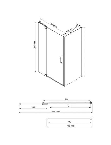 Купить Душевой уголок Extra VSR-1E901080CGB, 900/1000*800, черный, стекло тонированное, , шт (vsr-1e901080cgb) по цене 35720 руб., в Санкт-Петебруге в интернет магазине 100-Систем, а также дургие товары Vincea из раздела Душевые ограждения и Душевые кабины и ограждения