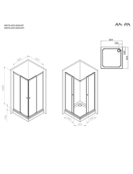 Купить W87G-403-9090-BT Sunny душ огражд квадратн, раздвижн двери 90x90 черный,стекло прозрачн (w87g-403-9090-bt) по цене 27890 руб., в Санкт-Петебруге в интернет магазине 100-Систем, а также дургие товары AM.PM из раздела Душевые ограждения и Душевые кабины и ограждения
