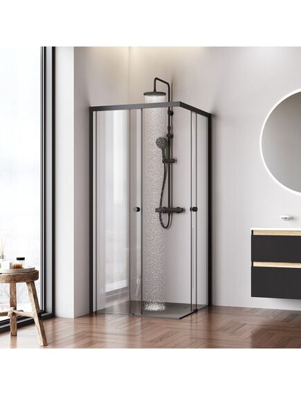 Купить W94G-403-9090-BТ1К X-joy душевое огражд квадратн.,раздвиж.двери 90x90 черный мат.,стекло прозрачн (w94g-403-9090-bт1к) по цене 38890 руб., в Санкт-Петебруге в интернет магазине 100-Систем, а также дургие товары AM.PM из раздела Душевые ограждения и Душевые кабины и ограждения