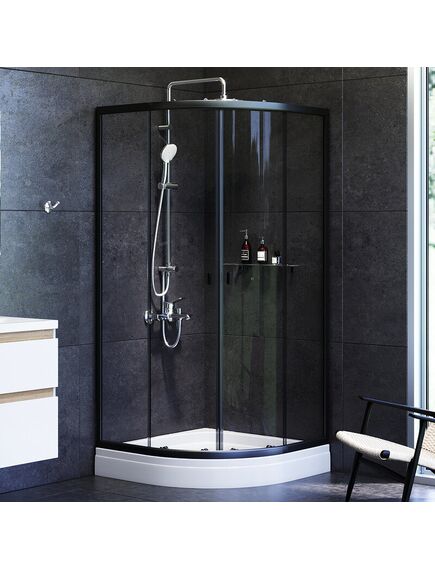 Купить W88G-205-090BT64 X-Joy Twin Slide,  Душевое ограждение без  поддона, 90x90, профиль черный (w88g-205-090bt64) по цене 35190 руб., в Санкт-Петебруге в интернет магазине 100-Систем, а также дургие товары AM.PM из раздела Душевые ограждения и Душевые кабины и ограждения