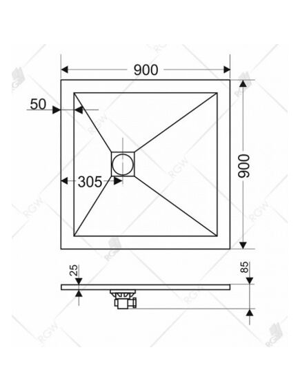 Купить Душевой поддон из искусственного камня RGW STT ST-0099W 90x90x2,5 Белый (16152099-01) по цене 21641.36 руб., в Санкт-Петебруге в интернет магазине 100-Систем, а также дургие товары RGW из раздела Квадратные и Душевые поддоны