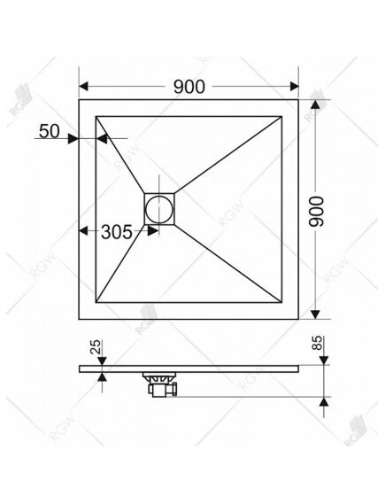 Купить Душевой поддон из искусственного камня RGW STT ST-0099G 90x90x2,5 Графит (16152099-02) по цене 21894.97 руб., в Санкт-Петебруге в интернет магазине 100-Систем, а также дургие товары RGW из раздела Квадратные и Душевые поддоны