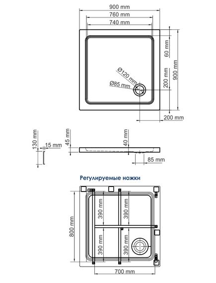 Купить Amper 29T03 Душевой поддон (29t03) по цене 27591 руб., в Санкт-Петебруге в интернет магазине 100-Систем, а также дургие товары WasserKRAFT из раздела Квадратные и Душевые поддоны
