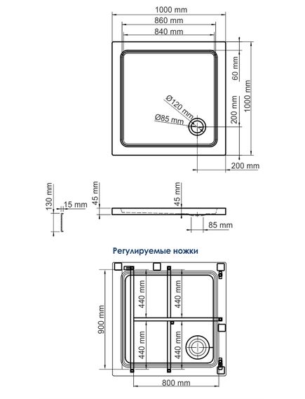 Купить Amper 29T19 Душевой поддон (29t19) по цене 32487 руб., в Санкт-Петебруге в интернет магазине 100-Систем, а также дургие товары WasserKRAFT из раздела Квадратные и Душевые поддоны
