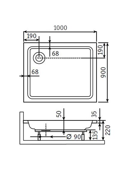 Купить Душевой поддон прямоугольный RGW STYLE 90х100х22, артикул 16180290-11 (16180290-11) по цене 16938.72 руб., в Санкт-Петебруге в интернет магазине 100-Систем, а также дургие товары RGW из раздела Прямоугольные и Душевые поддоны