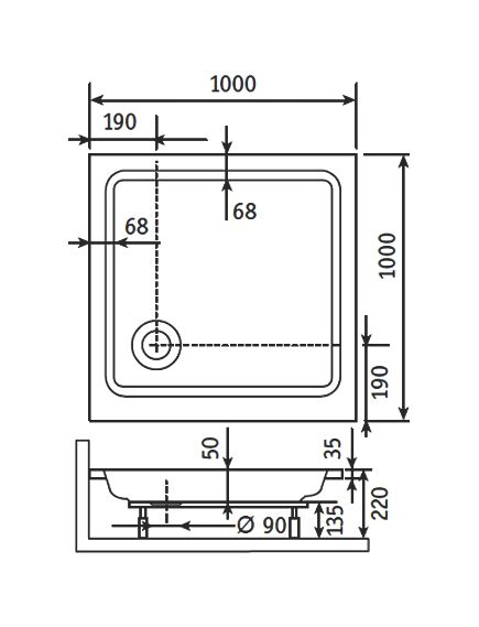 Купить Душевой поддон квадратный RGW STYLE 100х100х22, артикул 16180100-11 (16180100-11) по цене 16866.5 руб., в Санкт-Петебруге в интернет магазине 100-Систем, а также дургие товары RGW из раздела Квадратные и Душевые поддоны