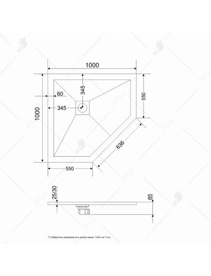 Купить Душевой поддон трапеция RGW ST/T-0100W белый 100х100х2,5 артикул 16155100-01 (16155100-01) по цене 26954.52 руб., в Санкт-Петебруге в интернет магазине 100-Систем, а также дургие товары RGW из раздела Нестандартные и Душевые поддоны