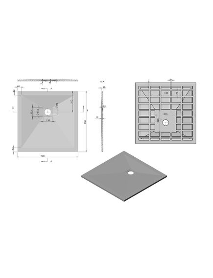 Купить Поддон для душа из искусственного камня VST-4SR9090A, 900*900*25, антрацит, , шт (vst-4sr9090a) по цене 19608 руб., в Санкт-Петебруге в интернет магазине 100-Систем, а также дургие товары Vincea из раздела Квадратные и Душевые поддоны