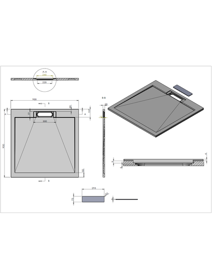 Купить Поддон для душа из искусственного камня VST-4SRL9090G, 900*900*25, серый, , шт (vst-4srl9090g) по цене 22277.5 руб., в Санкт-Петебруге в интернет магазине 100-Систем, а также дургие товары Vincea из раздела Квадратные и Душевые поддоны