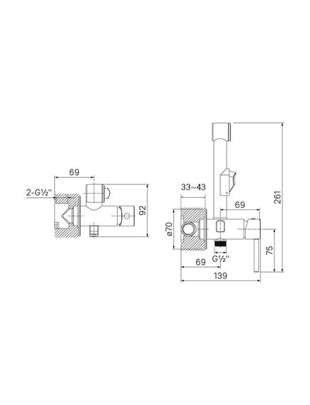 Купить Смеситель Iddis Spring 003SBR0i08 с гигиеническим душем, встраиваемый (003sbr0i08) по цене 9990 руб., в Санкт-Петебруге в интернет магазине 100-Систем, а также дургие товары IDDIS из раздела Гигиенический душ со смесителем и Гигиенический душ