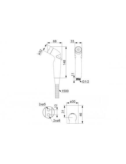 Купить 760550200 Гигиенический душ с держателем и шлангом, хром (760550200) по цене 2190 руб., в Санкт-Петебруге в интернет магазине 100-Систем, а также дургие товары DAMIXA из раздела Гигиенические лейки и Гигиенический душ