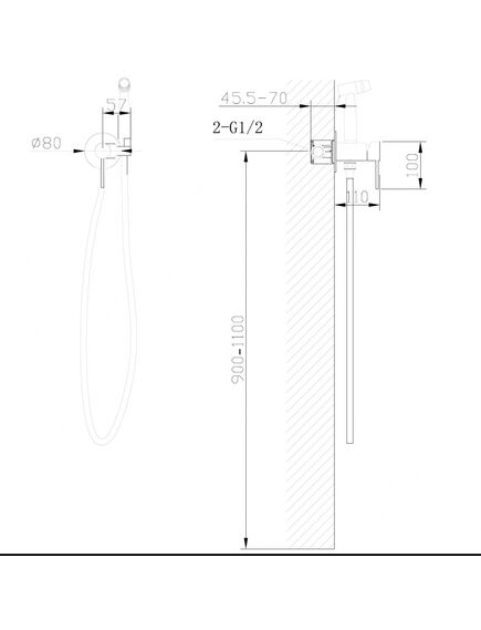Купить Смеситель ABBER Wasser Kreis AF8125B с гигиеническим душем, черный матовый (af8125b) по цене 16600 руб., в Санкт-Петебруге в интернет магазине 100-Систем, а также дургие товары ABBER из раздела Гигиенический душ со смесителем и Гигиенический душ