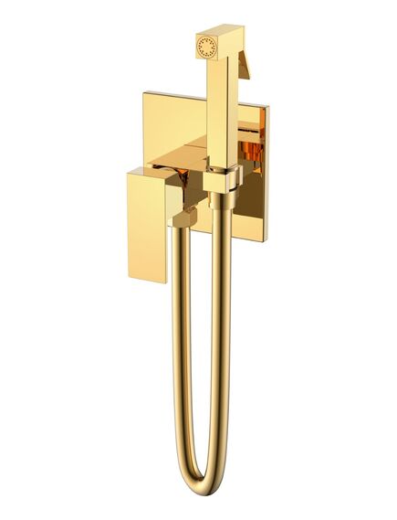 Купить Смеситель гигиенический Qubic Shinny Gold (477-g) по цене 19061 руб., в Санкт-Петебруге в интернет магазине 100-Систем, а также дургие товары BOHEME из раздела Гигиенический душ со смесителем и Гигиенический душ