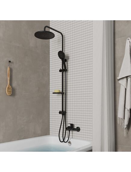 Купить Душевой гарнитур с тропической лейкой Milardo Ideal Spa, черный матовый, ILSBL3FM76 (ilsbl3fm76) по цене 10990 руб., в Санкт-Петебруге в интернет магазине 100-Систем, а также дургие товары MILARDO из раздела Душевые гарнитуры и Душевые стойки, системы, панели, гарнитуры