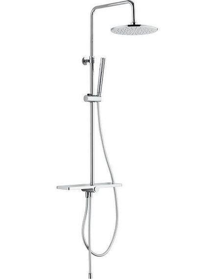 Купить Душевая стойка Aquanet Pragmatic R AF430-70-R-C, с полочкой (af430-70-r-c) по цене 9990 руб., в Санкт-Петебруге в интернет магазине 100-Систем, а также дургие товары AQUANET из раздела Душевые гарнитуры и Душевые стойки, системы, панели, гарнитуры