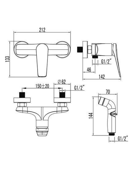 Купить Смеситель Lemark Bronx LM3718GM с гигиеническим душем (lm3718gm) по цене 10020 руб., в Санкт-Петебруге в интернет магазине 100-Систем, а также дургие товары LEMARK из раздела Гигиенический душ со смесителем и Гигиенический душ