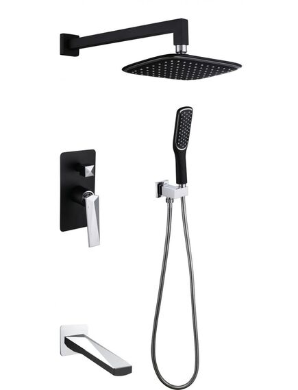 Купить Смеситель встроенный с изливом VENTURO ЧЕРНЫЙ+ХРОМ (374-b-2) по цене 63216 руб., в Санкт-Петебруге в интернет магазине 100-Систем, а также дургие товары BOHEME из раздела Душевые комплекты встраиваемого монтажа и Душевые комплекты встраиваемого монтажа