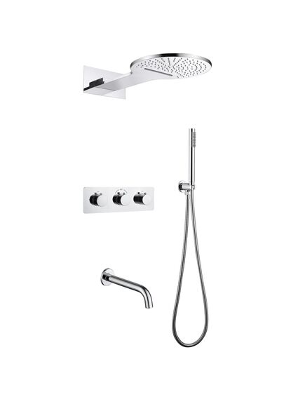 Купить Душевая система ABBER Wasser Kreis AF8150 скрытого монтажа с изливом, термостат, хром (af8150) по цене 73200 руб., в Санкт-Петебруге в интернет магазине 100-Систем, а также дургие товары ABBER из раздела Душевые комплекты встраиваемого монтажа и Душевые комплекты встраиваемого монтажа