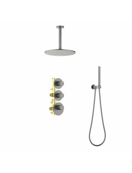 Купить Душевая система Timo Saona SX-2399/18SM скрытого монтажа, термостат, черное золото (sx-2399/18sm) по цене 91260 руб., в Санкт-Петебруге в интернет магазине 100-Систем, а также дургие товары TIMO из раздела Душевые комплекты встраиваемого монтажа и Душевые комплекты встраиваемого монтажа