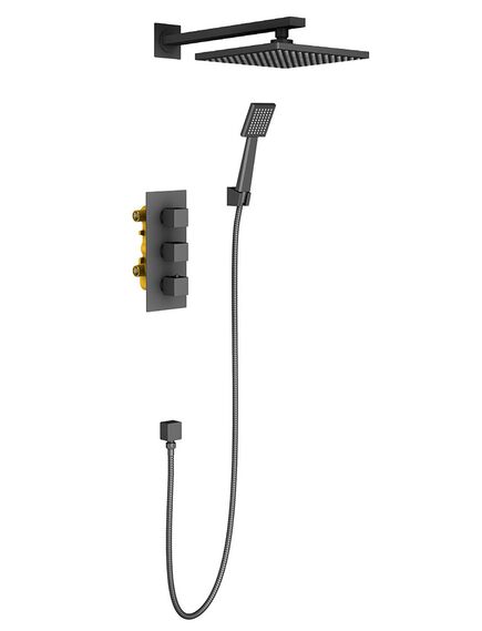 Купить Душевая система Timo Tetra-Thermo SX-0179/03SM черная с термостатом (sx-0179/03sm) по цене 66894 руб., в Санкт-Петебруге в интернет магазине 100-Систем, а также дургие товары TIMO из раздела Душевые комплекты встраиваемого монтажа и Душевые комплекты встраиваемого монтажа