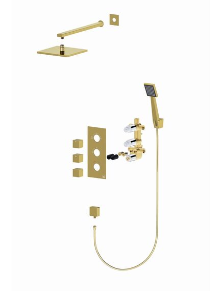 Купить Душевая система Timo Tetra-Thermo SX-0179/17SM скрытого монтажа с термостатом, золото матовое (sx-0179/17sm) по цене 82333 руб., в Санкт-Петебруге в интернет магазине 100-Систем, а также дургие товары TIMO из раздела Душевые комплекты встраиваемого монтажа и Душевые комплекты встраиваемого монтажа