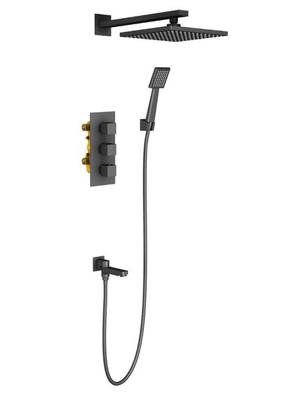 Купить Душевая система Timo Tetra-thermo SX-0199/03SM черная с термостатом (sx-0199/03sm) по цене 74614 руб., в Санкт-Петебруге в интернет магазине 100-Систем, а также дургие товары TIMO из раздела Душевые комплекты встраиваемого монтажа и Душевые комплекты встраиваемого монтажа