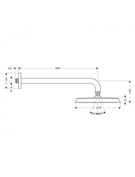 Купить Верхний душ Hansgrohe Raindance Classic 27424090 Хром, Золото (27424090) по цене 155079.85 руб., в Санкт-Петебруге в интернет магазине 100-Систем, а также дургие товары HANSGROHE из раздела Верхний душ и Комплектующие для встраиваемых систем