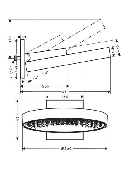 Купить Верхний душ Hansgrohe Rainfinity 26230670 Черный матовый (26230670) по цене 258838.84 руб., в Санкт-Петебруге в интернет магазине 100-Систем, а также дургие товары HANSGROHE из раздела Верхний душ и Комплектующие для встраиваемых систем