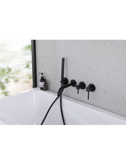 Купить Смеситель ABBER Wasser Kreis AF8130B для ванны скрытого монтажа, черный матовый (af8130b) по цене 50300 руб., в Санкт-Петебруге в интернет магазине 100-Систем, а также дургие товары ABBER из раздела Смесители для встраиваемых систем и Комплектующие для встраиваемых систем