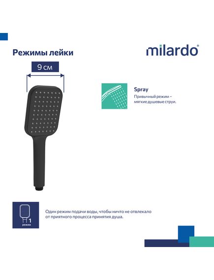 Купить Лейка для душа, черная матовая, 1F, Ideal Spa, Milardo, ILS1FBSM18 (ils1fbsm18) по цене 990 руб., в Санкт-Петебруге в интернет магазине 100-Систем, а также дургие товары MILARDO из раздела Лейки и Комплектующие для душа
