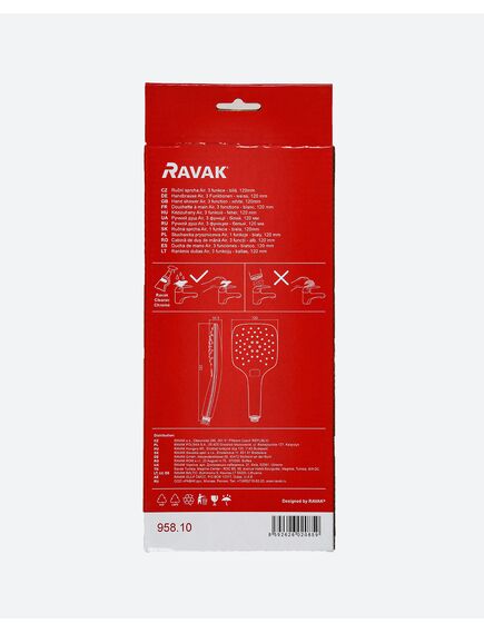 Купить Ручной душ Ravak Air 3 958.10 Белый (x07p349) по цене 3080 руб., в Санкт-Петебруге в интернет магазине 100-Систем, а также дургие товары RAVAK из раздела Лейки и Комплектующие для душа