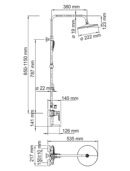 Купить Душевая система WasserKRAFT A16601 Хром (a16601) по цене 37280 руб., в Санкт-Петебруге в интернет магазине 100-Систем, а также дургие товары WasserKRAFT из раздела Душевые стойки и Душевые стойки, системы, панели, гарнитуры