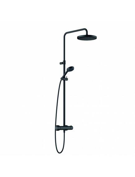 Купить KLUDI LOGO DUAL SHOWER SYSTEM с термостатом, черный матовый, арт. 6808239-00 (6808239-00) по цене 112510 руб., в Санкт-Петебруге в интернет магазине 100-Систем, а также дургие товары Kludi из раздела Душевые стойки и Душевые стойки, системы, панели, гарнитуры