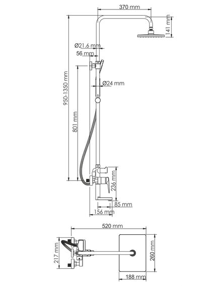 Купить A15501 Душевой комплект со смесителем (a15501) по цене 75990 руб., в Санкт-Петебруге в интернет магазине 100-Систем, а также дургие товары WasserKRAFT из раздела Душевые стойки и Душевые стойки, системы, панели, гарнитуры