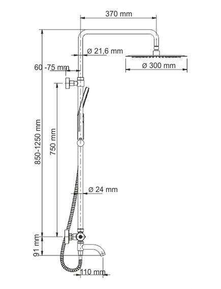 Купить A28801 Thermo Душевой комплект с термостатическим смесителем (a28801) по цене 57817 руб., в Санкт-Петебруге в интернет магазине 100-Систем, а также дургие товары WasserKRAFT из раздела Душевые стойки и Душевые стойки, системы, панели, гарнитуры