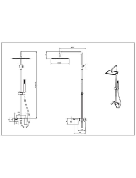 Купить Стойка для душа Qubic Brushed Nickel (478-nb) по цене 59293 руб., в Санкт-Петебруге в интернет магазине 100-Систем, а также дургие товары BOHEME из раздела Душевые стойки и Душевые стойки, системы, панели, гарнитуры
