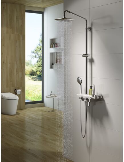 Купить Смеситель Lemark Tropic LM7008С для ванны и душа, термостатический (lm7008c) по цене 29950 руб., в Санкт-Петебруге в интернет магазине 100-Систем, а также дургие товары LEMARK из раздела Душевые стойки и Душевые стойки, системы, панели, гарнитуры