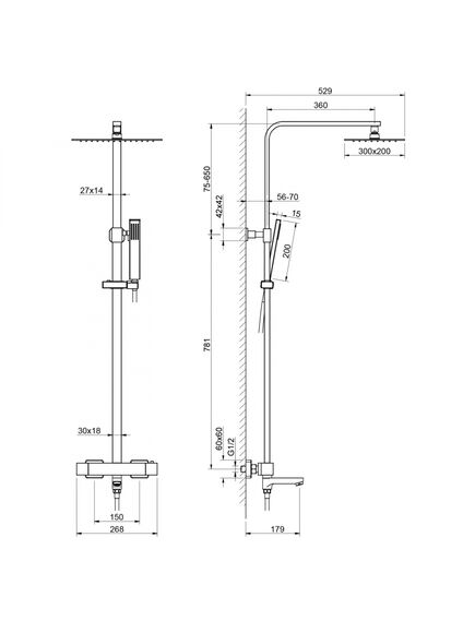 Купить Душевая стойка Timo Tetra-Thermo SX-0169/18 с термостатом, черное золото (sx-0169/18) по цене 87651 руб., в Санкт-Петебруге в интернет магазине 100-Систем, а также дургие товары TIMO из раздела Душевые стойки и Душевые стойки, системы, панели, гарнитуры