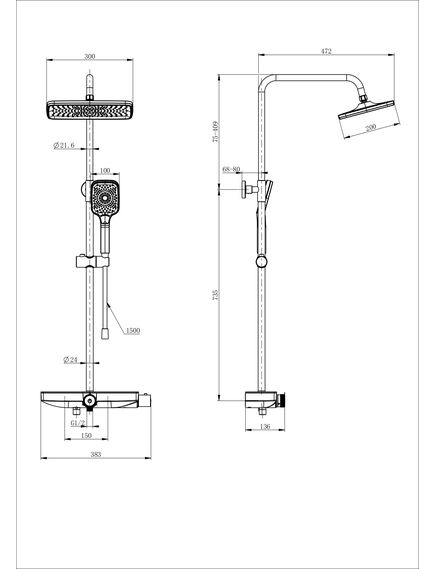 Купить Душевая система с термостатом WONZON & WOGHAND ThermoKlick, Хром (WW-B3098-A-CR) (ww-b3098-a-cr) по цене 31084.9 руб., в Санкт-Петебруге в интернет магазине 100-Систем, а также дургие товары WONZON & WOGHAND из раздела Душевые стойки и Душевые стойки, системы, панели, гарнитуры