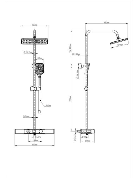 Купить Душевая система с термостатом WONZON & WOGHAND Shelf, Черный матовый (WW-B3552-MB) (ww-b3552-mb) по цене 51131 руб., в Санкт-Петебруге в интернет магазине 100-Систем, а также дургие товары WONZON & WOGHAND из раздела Душевые стойки и Душевые стойки, системы, панели, гарнитуры